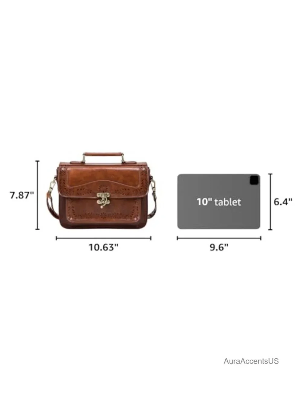 Vintage PU Leather Satchel Crossbody Bag Work Messenger